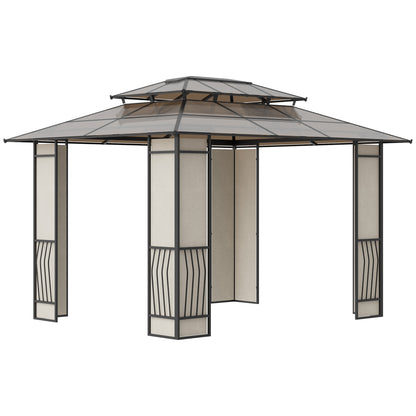 Outsunny Cenador De Jardín 3,6x3 M Con Techo De Policarbonato Y Protección Solar_0