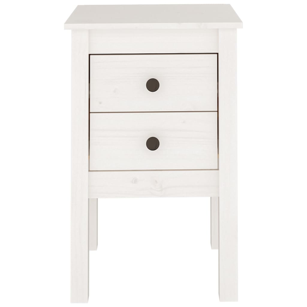 Mesita De Noche Madera Maciza De Pino Blanco 40x35x61,5 Cm_3