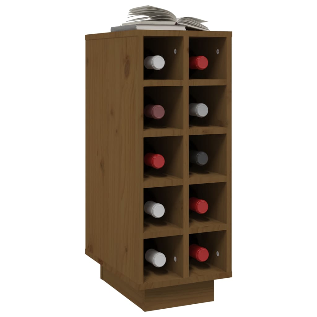 Botellero Madera Maciza De Pino Marrón Miel 23x34x61 Cm_3