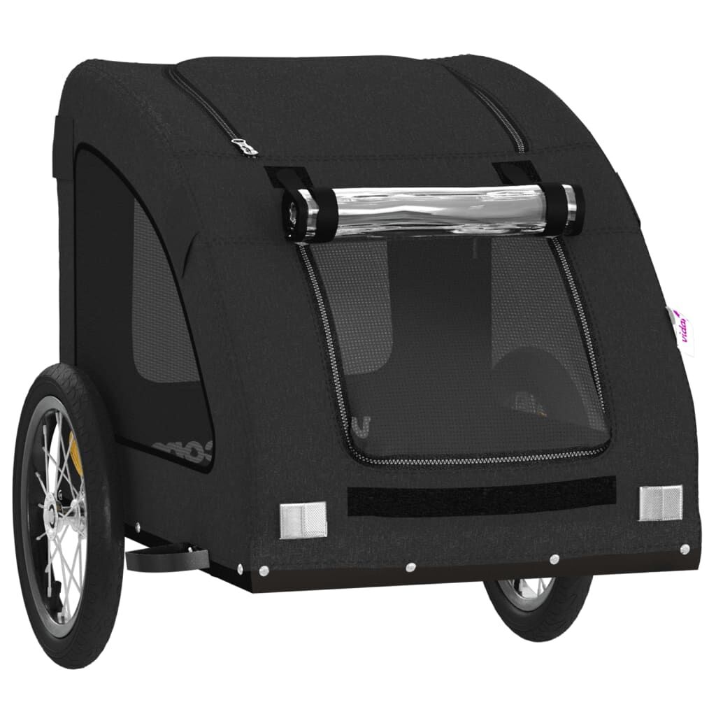 Vidaxl Remolque De Bicicleta Mascotas Hierro Tela Oxford Negro_4
