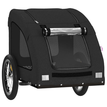Vidaxl Remolque De Bicicleta Mascotas Hierro Tela Oxford Negro_4