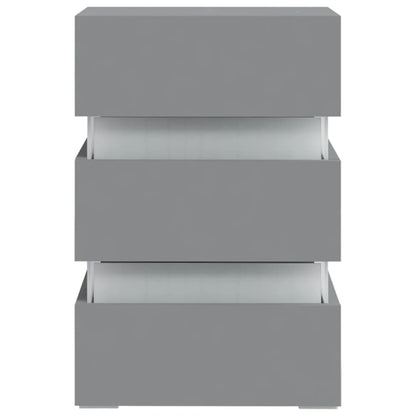 Mesita De Noche Luz Led Madera De Ingeniería Gris 45x35x67 Cm_3