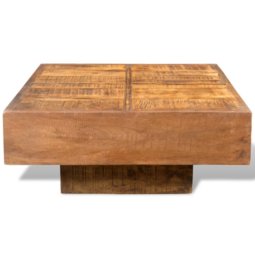 Mesa De Centro Cuadrada Madera Maciza De Mango Marrón_0