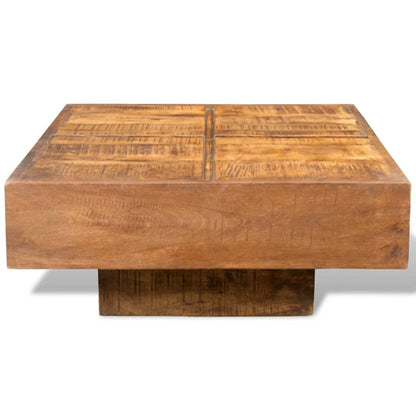 Mesa De Centro Cuadrada Madera Maciza De Mango Marrón_0