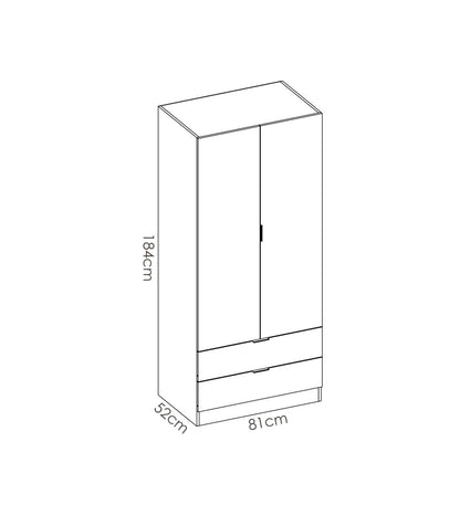 Armario Jaen 2 Puertas Abatibles Y 2 Cajones En Roble Natural 184 Cm(alto)81 Cm(ancho)52 C_3