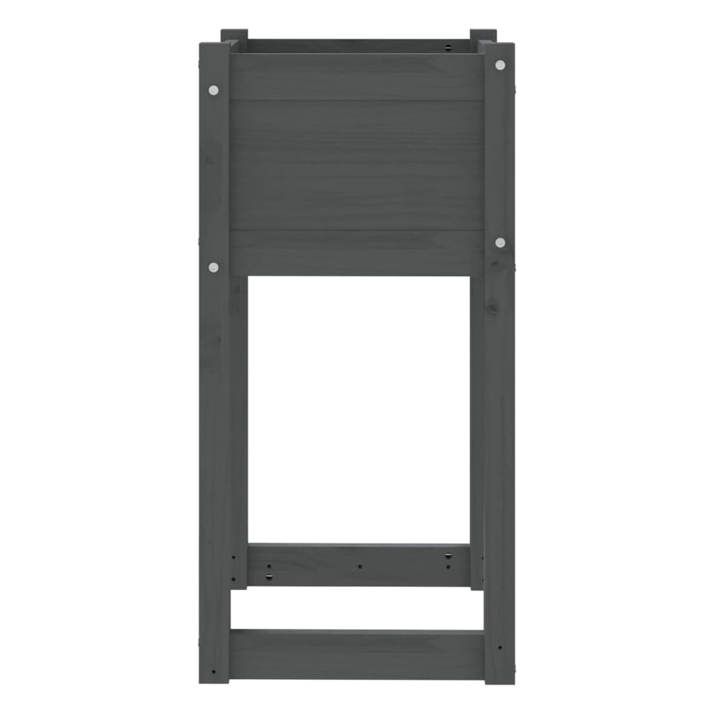 Jardinera 2 Unidades Madera Maciza De Pino Gris 40x40x81 Cm_5