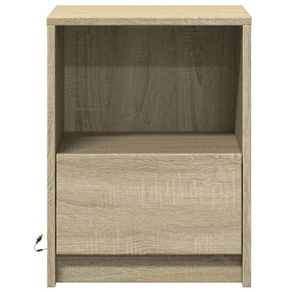 Mesitas De Noche Luces Led 2 Uds Madera Ingeniería Roble Sonoma_4