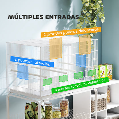 Pawhut Jaula Para Pájaros Con Divisor Ruedas Para Mascota Aves Loros Canarios_5