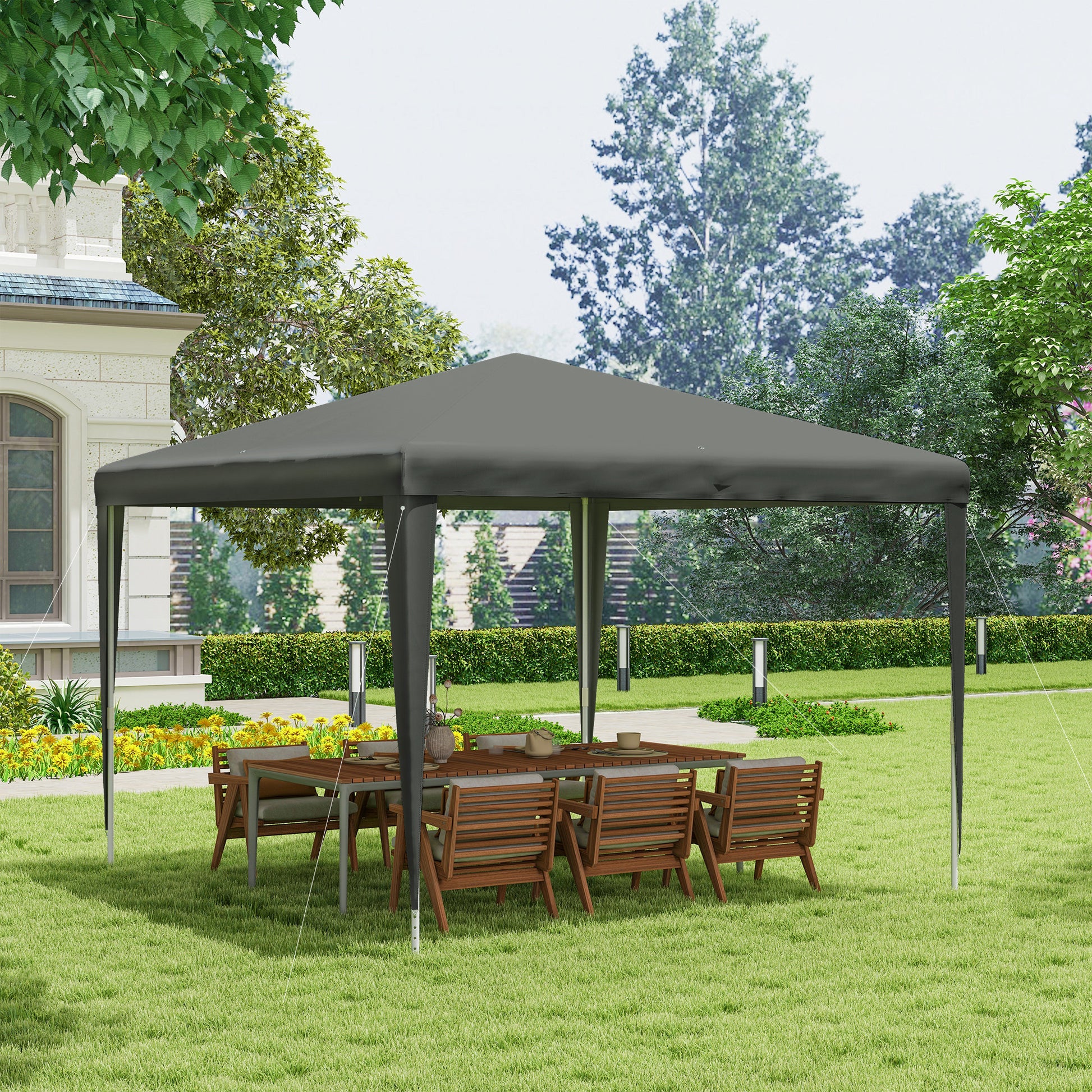 Outsunny Carpa Desmontable De Jardín 3x3 M Para Bodas Camping Fiestas Gris_1