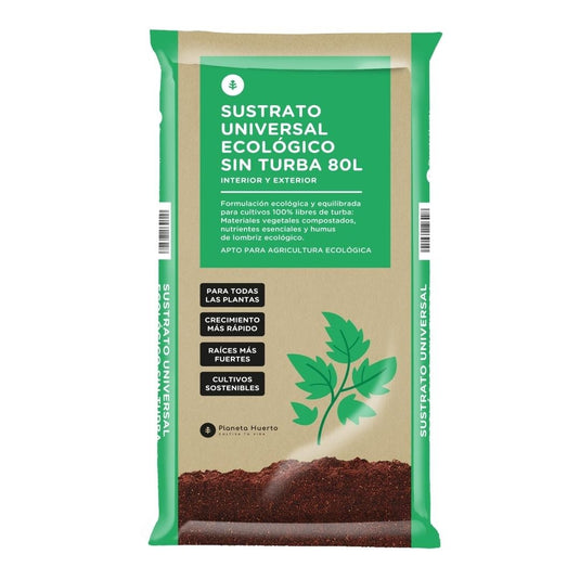 Sustrato Universal Sin Turba ECO Planeta Huerto 80 L - Fórmula mejorada