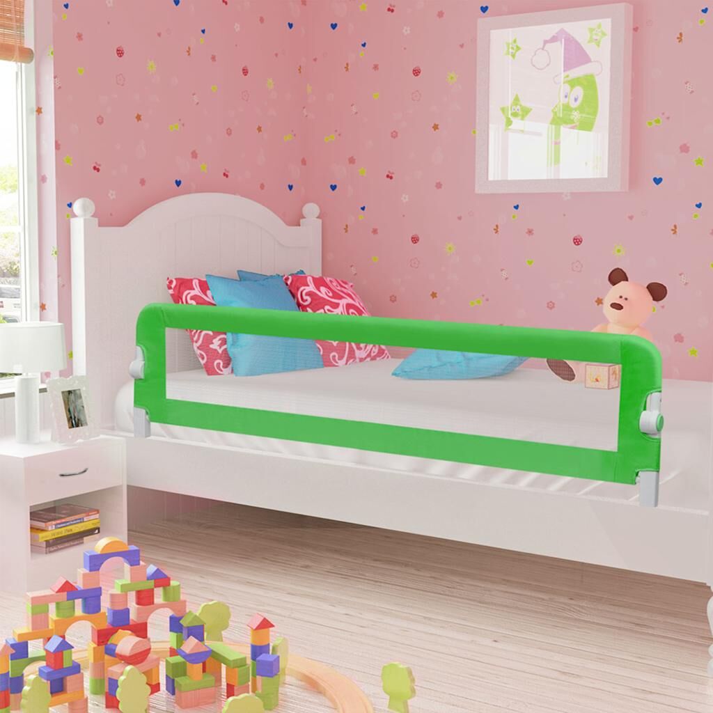 Vidaxl Barandilla De Seguridad Cama De Niño Poliéster Verde 180x42 Cm_1