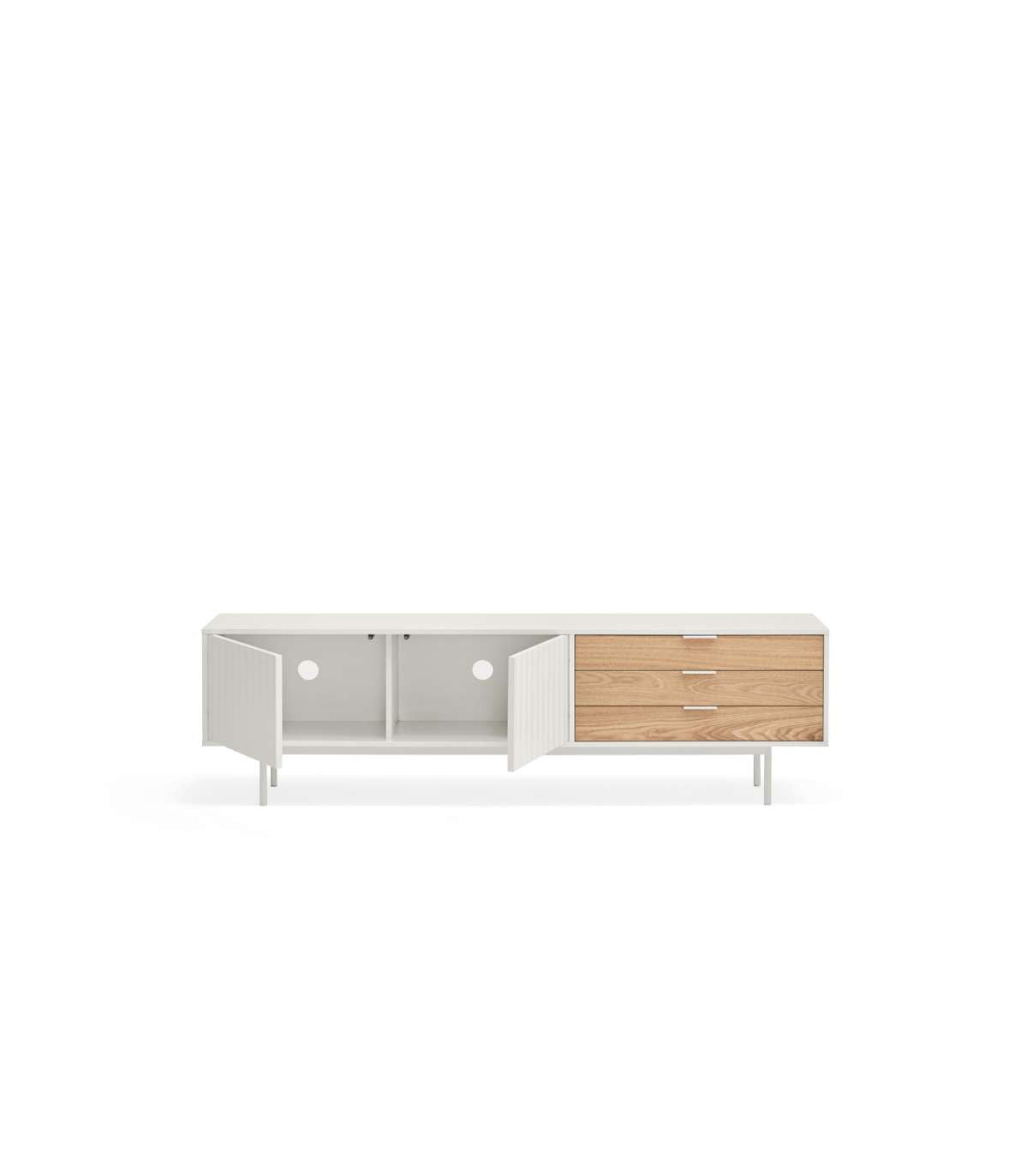 Mueble Para Televisión Modelo Sierra 2 Puertas 3 Cajones Acabado Blanco/roble, 40cm(ancho_3