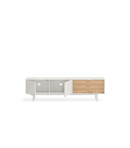 Mueble Para Televisión Modelo Sierra 2 Puertas 3 Cajones Acabado Blanco/roble, 40cm(ancho_3