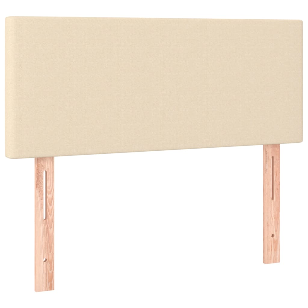Cama Box Spring Con Colchón Y Led Tela Crema 80x200 Cm / Vetonek_4