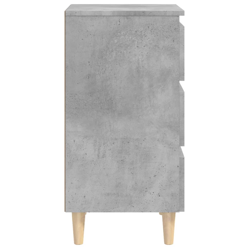Mesita De Noche Patas Madera Maciza Gris Hormigón 40x35x69 Cm_4