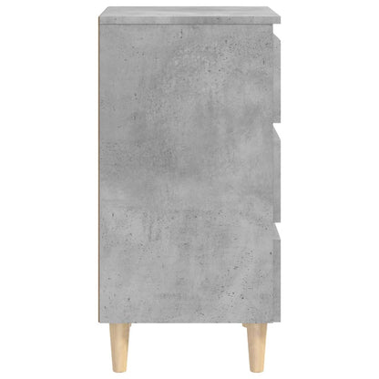 Mesita De Noche Patas Madera Maciza Gris Hormigón 40x35x69 Cm_4
