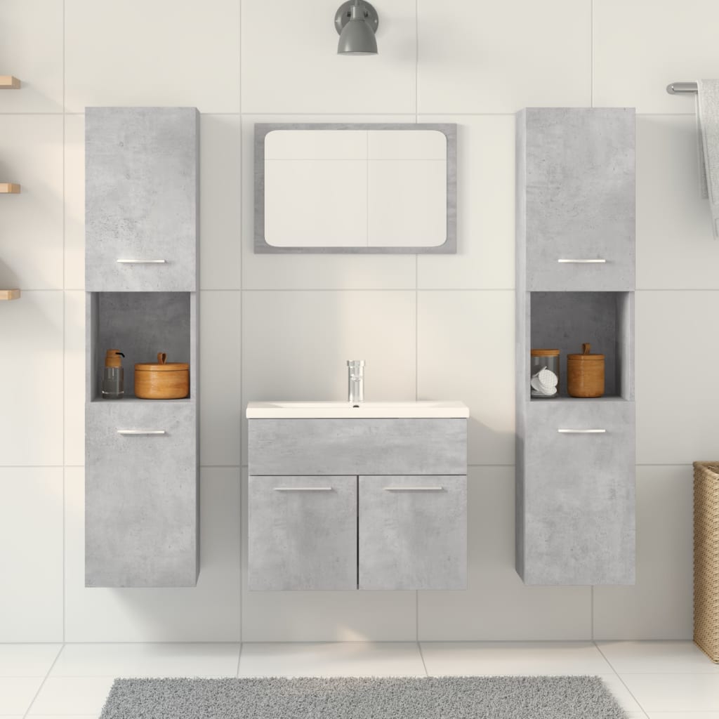 Juego Muebles De Baño 4 Pzas Madera Contrachapada Gris Hormigón / Vetonek_3