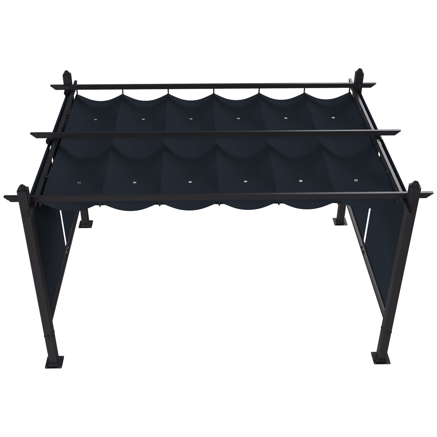 Outsunny Pérgola De Jardín 4x3 M Con Techo Retráctil Cortinas Automáticas Gris_3