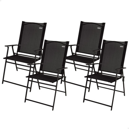Aktive Pack 4 Sillas Plegables De Jardín Slim Negras Con Reposabrazos_0