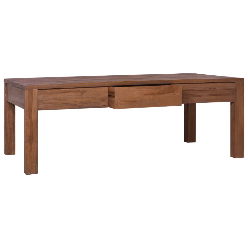Mesa De Centro De Madera Maciza De Teca 110x60x40 Cm_0
