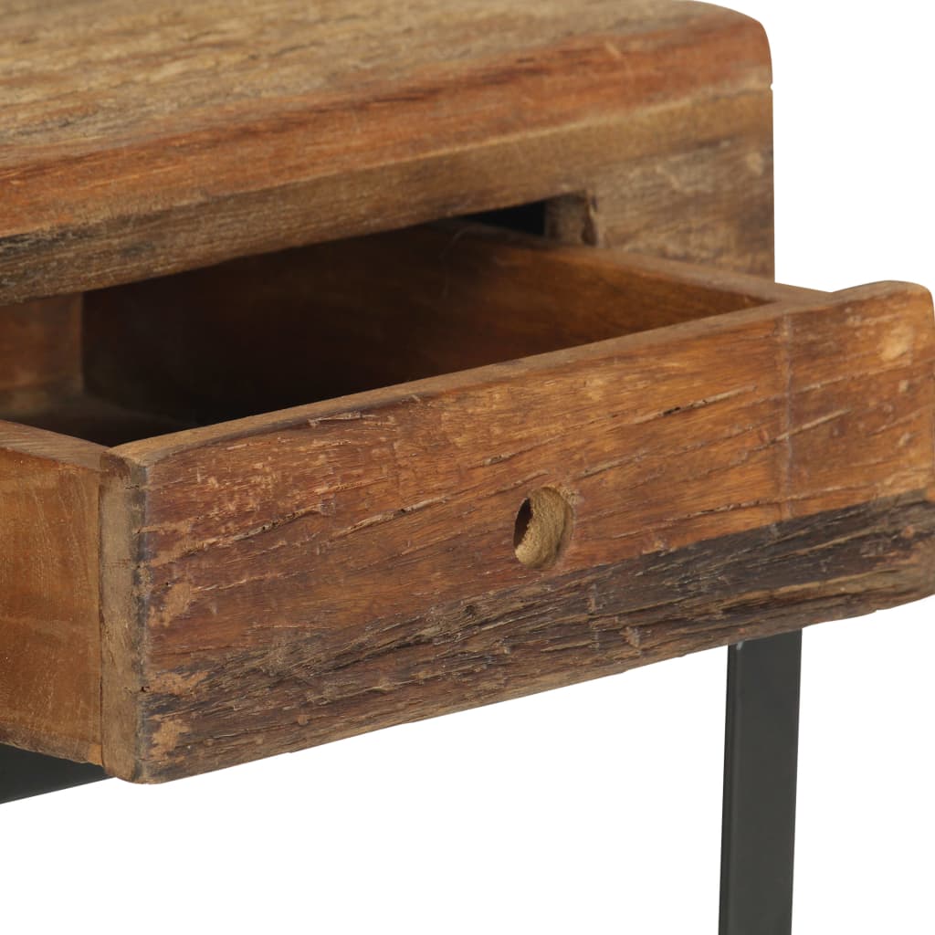 Mesita De Noche De Madera Maciza Reciclada 40x35x40 Cm_2