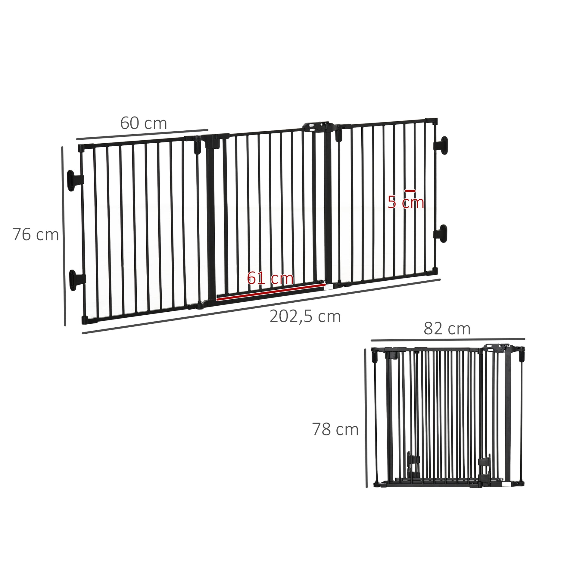 Pawhut Barrera De Seguridad Para Perros Plegable 202,5 Cm Con Auto Cierre Negro_2
