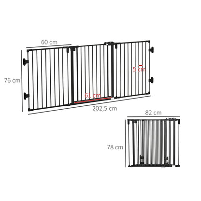 Pawhut Barrera De Seguridad Para Perros Plegable 202,5 Cm Con Auto Cierre Negro_2