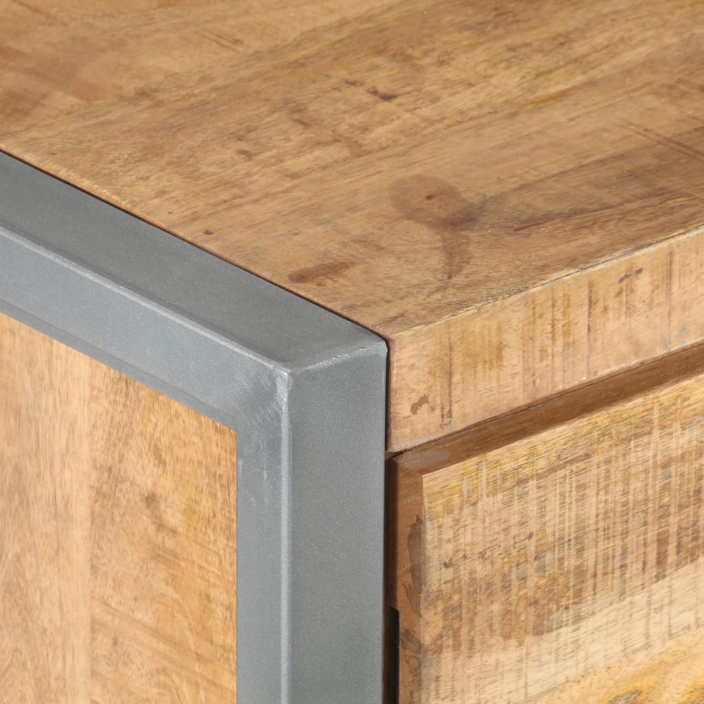 Mesita De Noche De Madera De Mango Rugosa 40x30x50 Cm_3