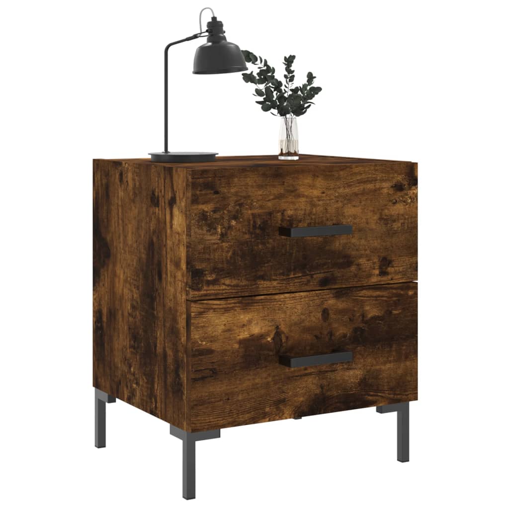 Mesita Noche 2 Uds Madera Ingeniería Roble Ahumado 40x35x47,5cm_1