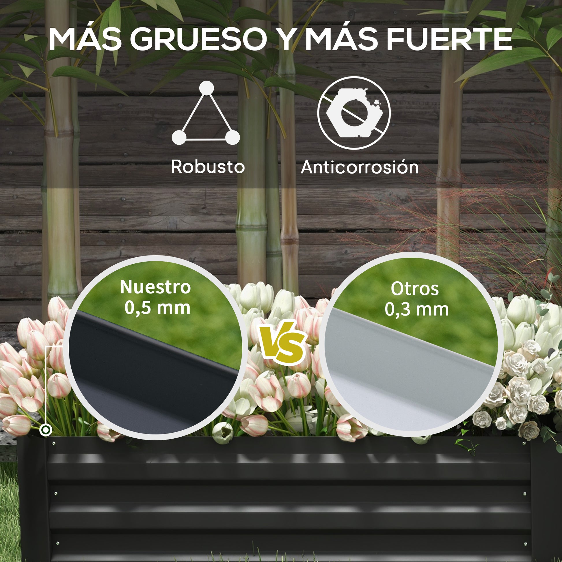 Outsunny Juego De 2 Jardineras Exterior Grandes De Acero Galvanizado_5