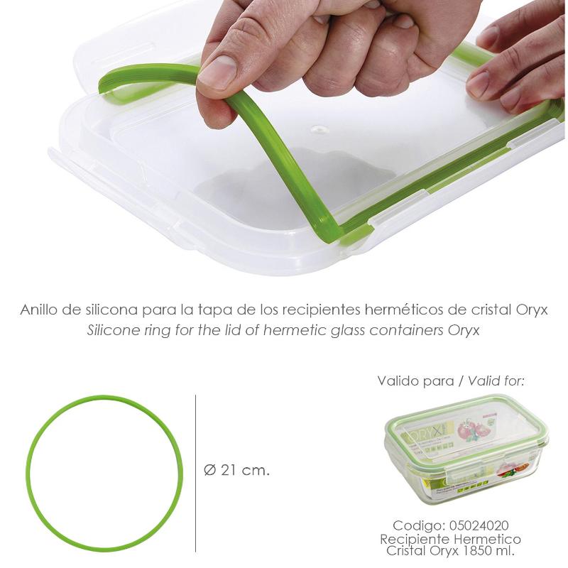 Anillo Silicona Para Recipiente Hermetico Cristal Rectangular 1850 Ml.