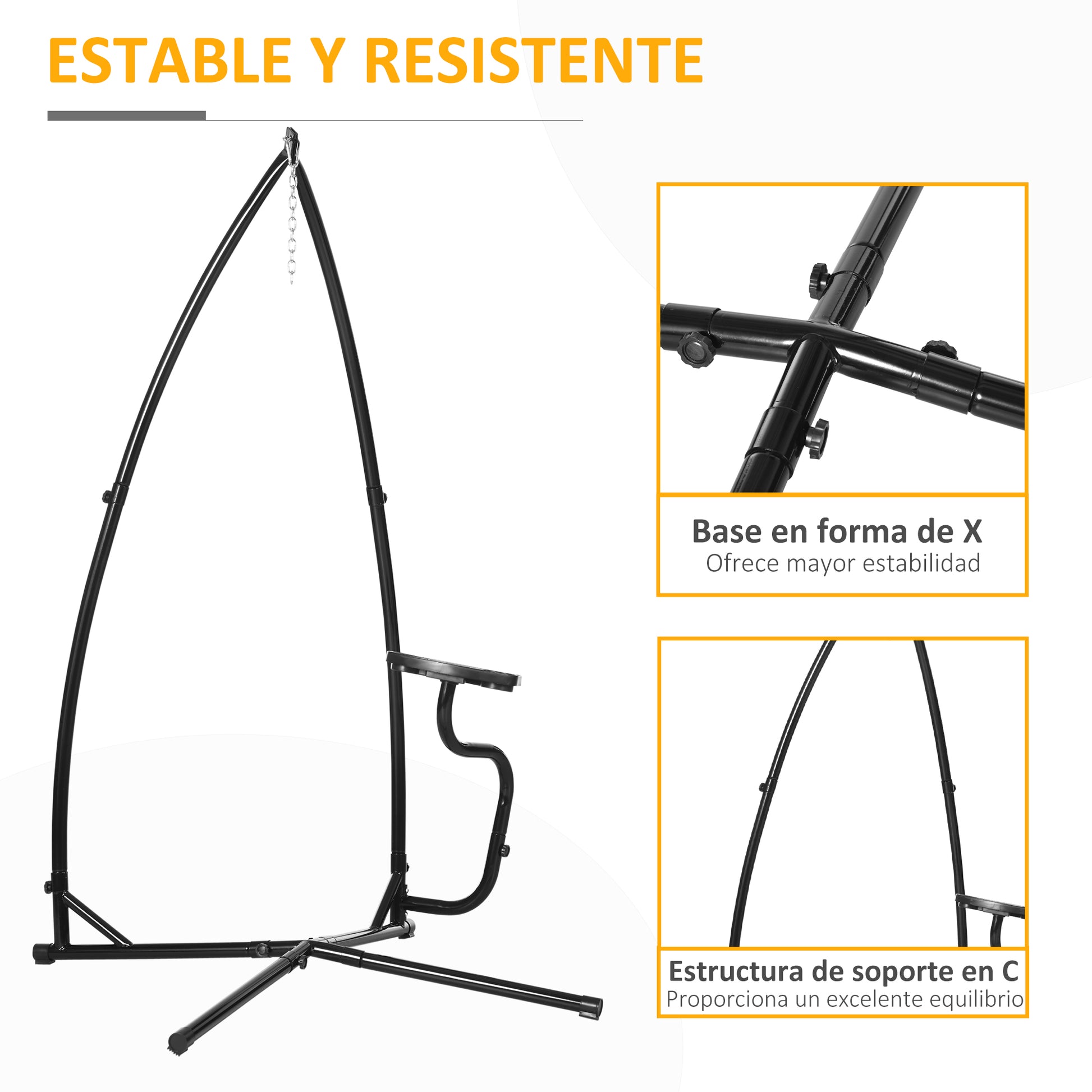 Outsunny Soporte Para Silla Colgante 190 Cm Sostén Para Columpio Con Mesita_3