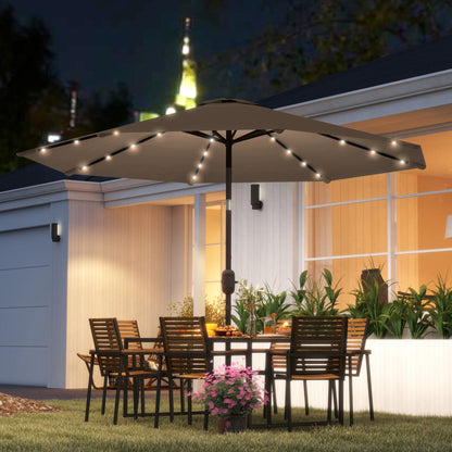 Outsunny Sombrilla Jardín Con 32 Luces Led Solares Inclinable Ø265x240 Cm Caqui_1