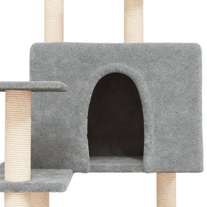 Rascador Para Gatos Con Postes De Sisal Gris Claro 153 Cm_5