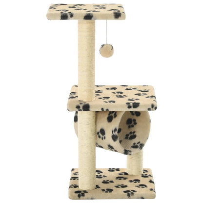Vidaxl Rascador Para Gatos Con Poste De Sisal 65 Cm Huellas Beige_2