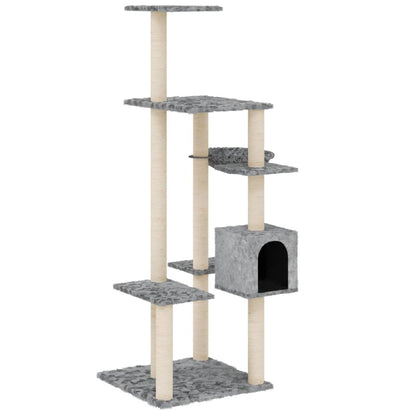 Vidaxl Rascador Para Gatos Con Postes De Sisal Gris Claro 142 Cm_0