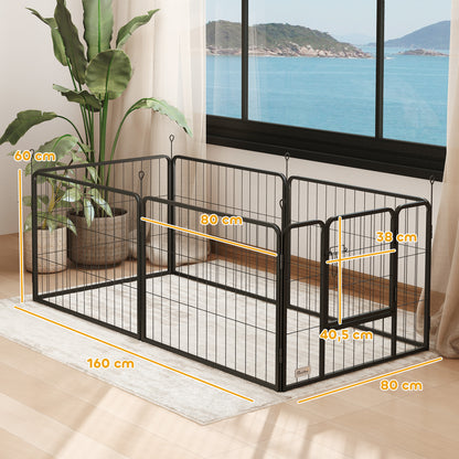 Pawhut Parque Para Perros De 6 Paneles De 60 Cm De Altura Con Puerta Negro_2