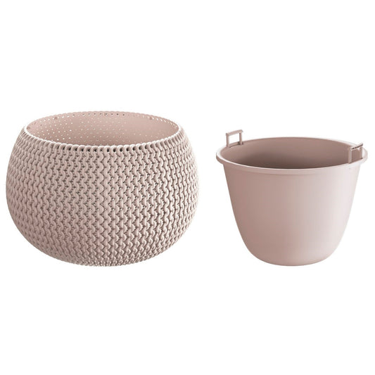 Maceta Redonda Con Deposito Splofy Bowl De Plastico En Color Mocca 23,9 (largo) X 23,9 (ancho) X 16,1 (altura) Cm_0