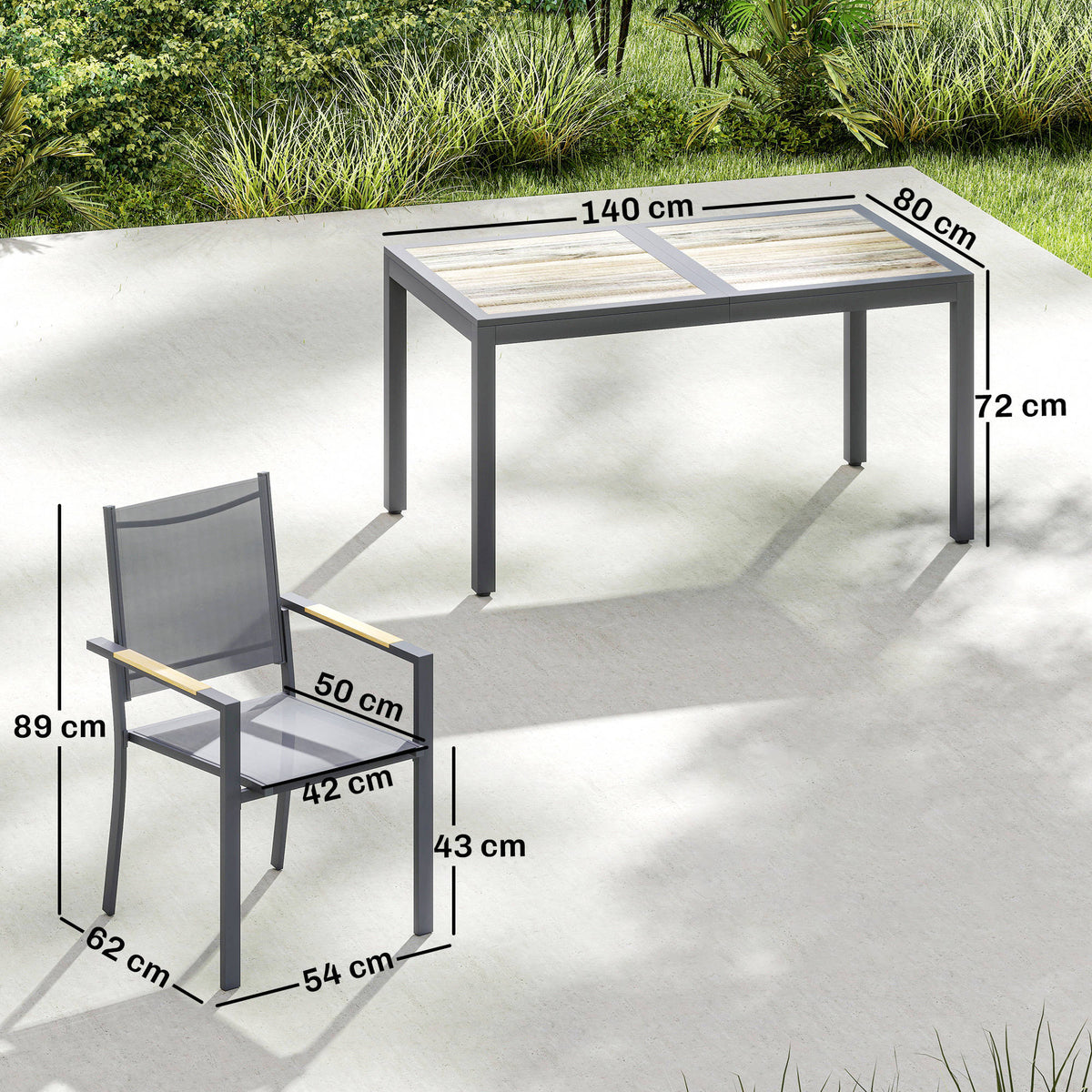 Outsunny Conjunto De Mesa Y Sillas Jardín De 7 Piezas Con Sillas Transpirables_2