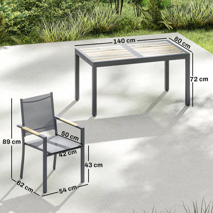 Outsunny Conjunto De Mesa Y Sillas Jardín De 7 Piezas Con Sillas Transpirables_2