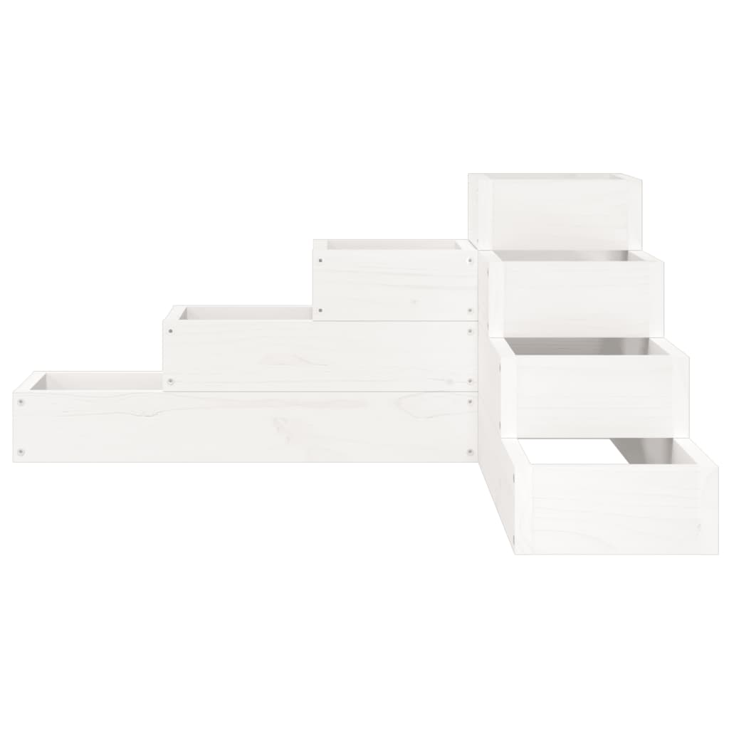 Jardinera 4 Niveles Madera Maciza De Pino Blanca 80,5x79x36 Cm_3