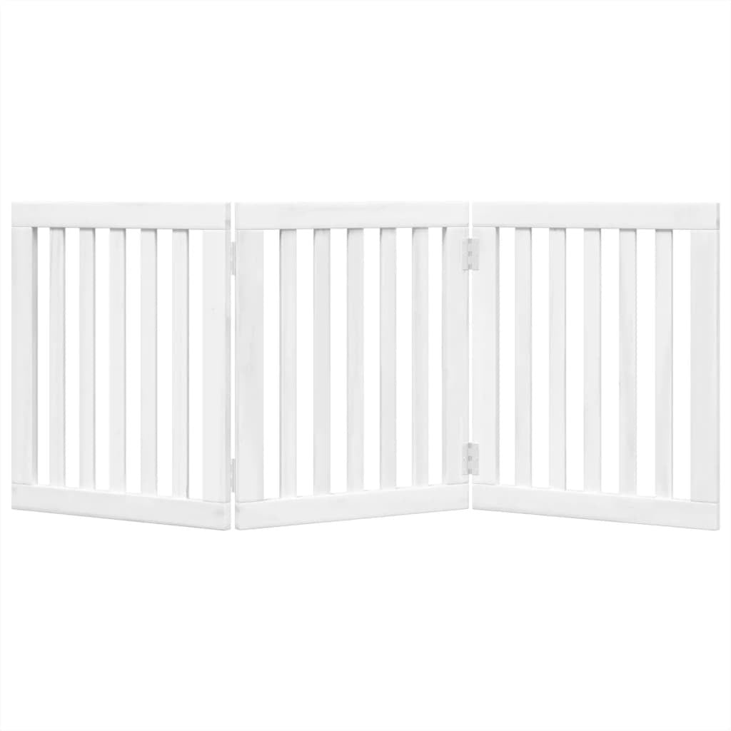Vidaxl Puerta Para Perros Plegable 3 Paneles Madera Álamo Blanca 150cm_3