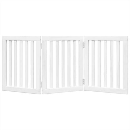 Vidaxl Puerta Para Perros Plegable 3 Paneles Madera Álamo Blanca 150cm_3