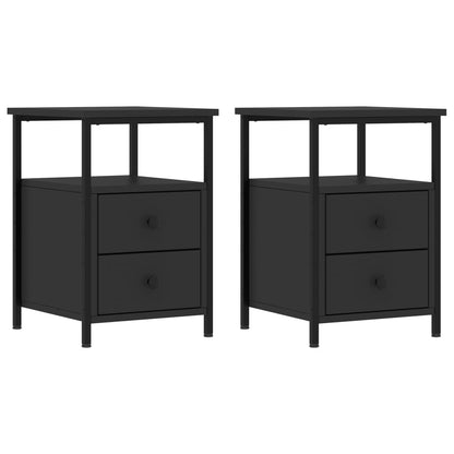 Mesitas De Noche 2 Uds Madera De Ingeniería Negro 34x35,5x50 Cm_0
