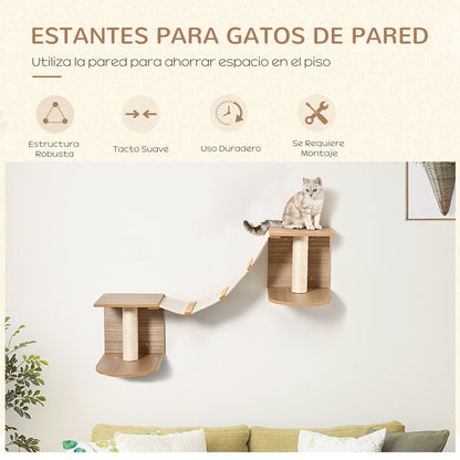 Pawhut Estantes De Pared Gatos Con Escalera Plataformas Postes Rascadores Sisal_4