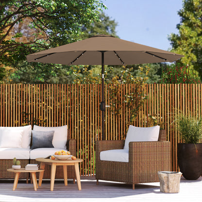 Outsunny Sombrilla Jardín Con 32 Luces Led Solares Inclinable Ø265x240 Cm Caqui_4