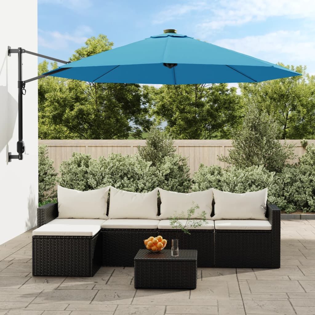 Vidaxl Sombrilla De Pared Con Led Verde Azul Mar 290 Cm_1