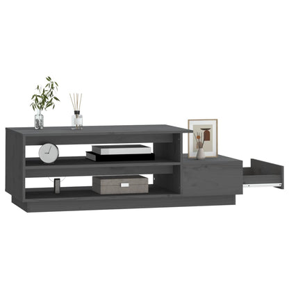Mesa De Centro Madera Maciza De Pino Gris 120x50x40,5 Cm_2