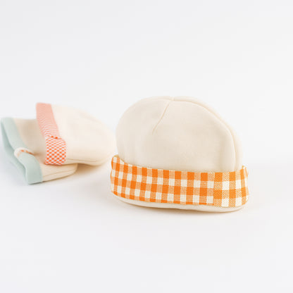 Capota De Nacimiento De Algodón Biológico Blanco Y Vichy_2