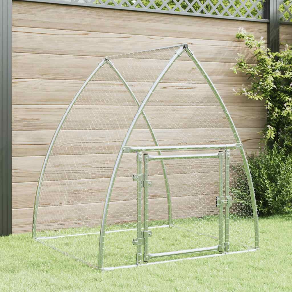Vidaxl Jaula Para Gallinas Acero Galvanizado Plateado 100x105x120 Cm_1